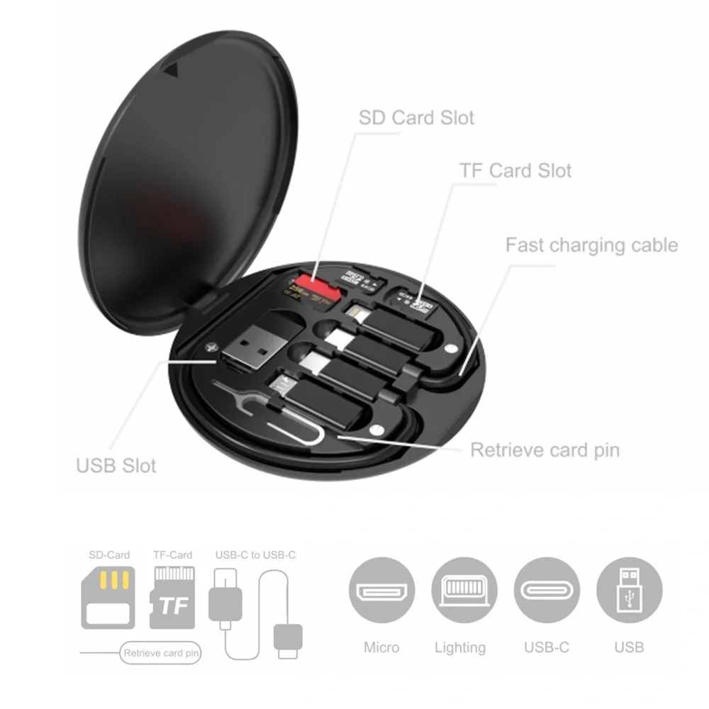 Type C Charging Cable With 4 Types Multi-Function Portable USB Adopter Set